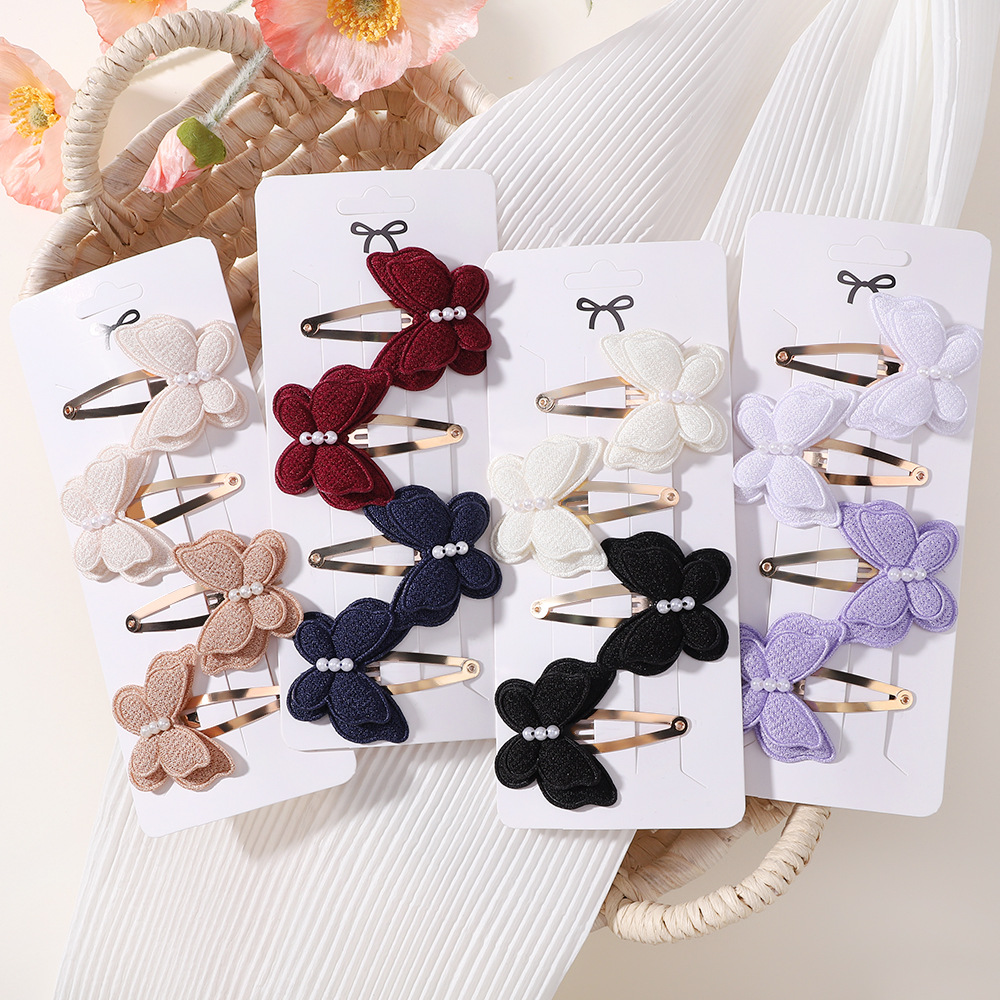 4 개/대 여자를위한 나비 헤어 클립 세트 더블 레이어 - Baby Products Set 리뷰 및 가격